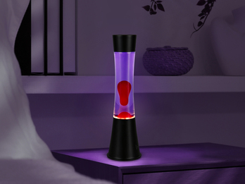 LED Lavalampe ETNA im 90er Jahre Design, Schwarz mit roter Lava, Höhe 39,5cm