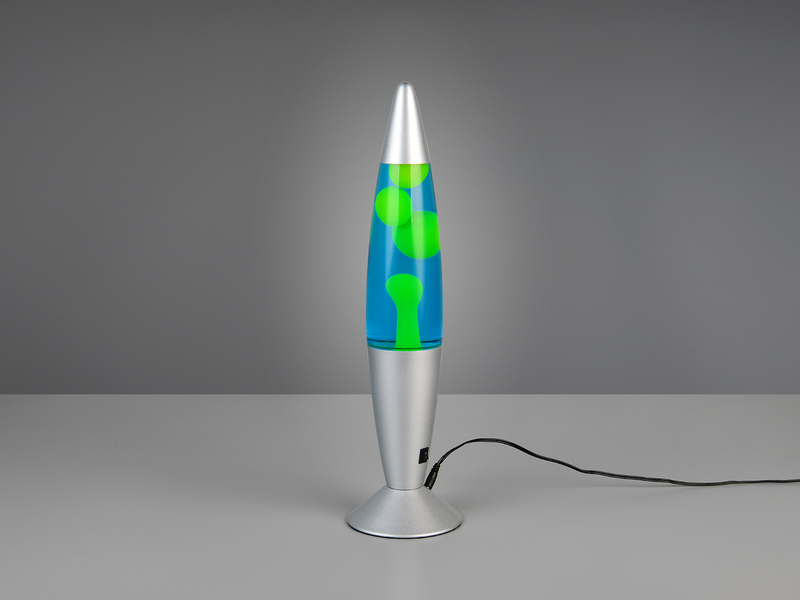 LED Raketen Lavalampe VESUV im 90er Jahre Design, Silber Grün Blau, Höhe 41,5cm