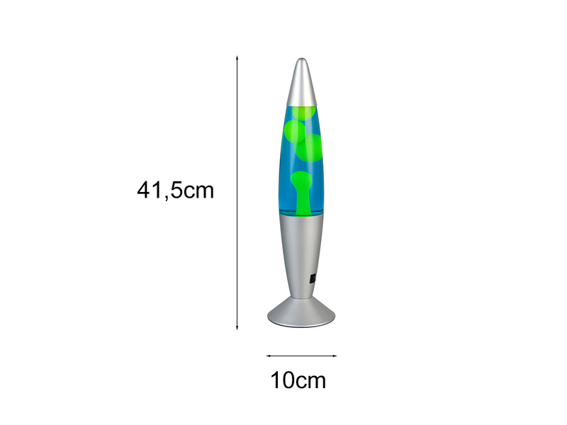 LED Raketen Lavalampe VESUV im 90er Jahre Design, Silber Grün Blau, Höhe 41,5cm