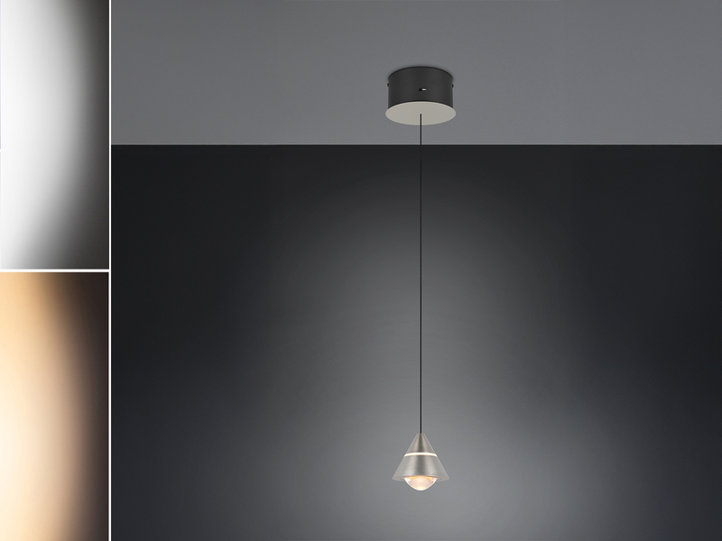 Kleine LED Pendelleuchte ROMEO höhenverstellbar, einflammig, Silber Ø 10cm