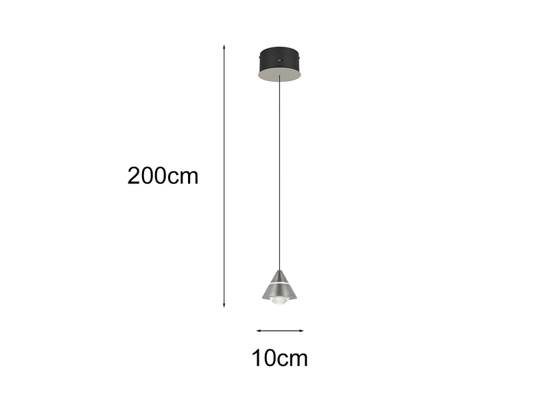Kleine LED Pendelleuchte ROMEO höhenverstellbar, einflammig, Silber Ø 10cm
