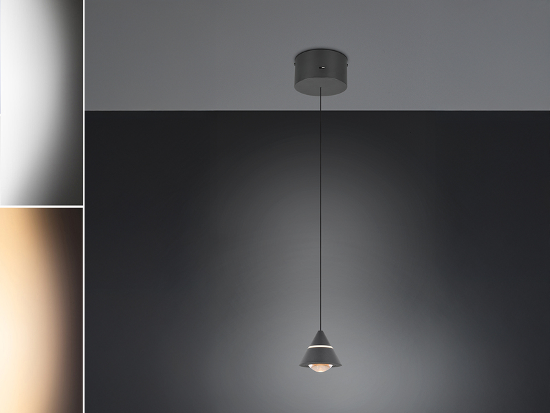 Kleine LED Pendelleuchte ROMEO höhenverstellbar, einflammig, Schwarz Ø 10cm