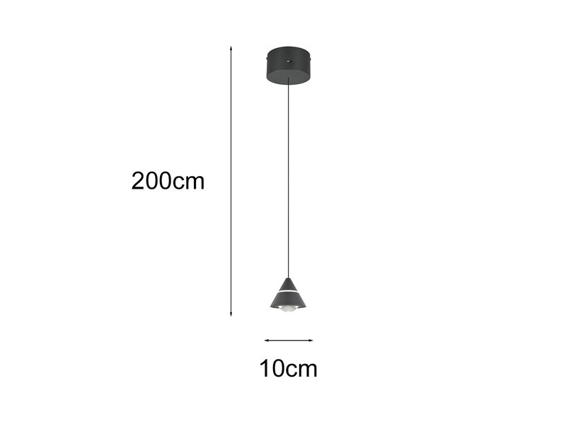 Kleine LED Pendelleuchte ROMEO höhenverstellbar, einflammig, Schwarz Ø 10cm