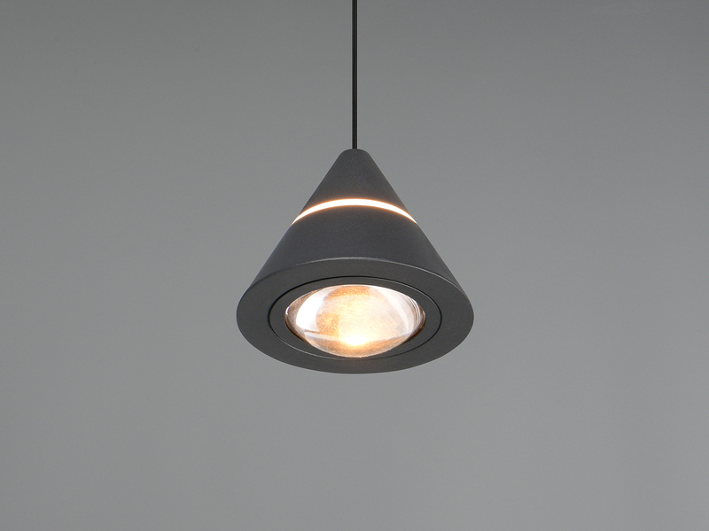 Kleine LED Pendelleuchte ROMEO höhenverstellbar, einflammig, Schwarz Ø 10cm