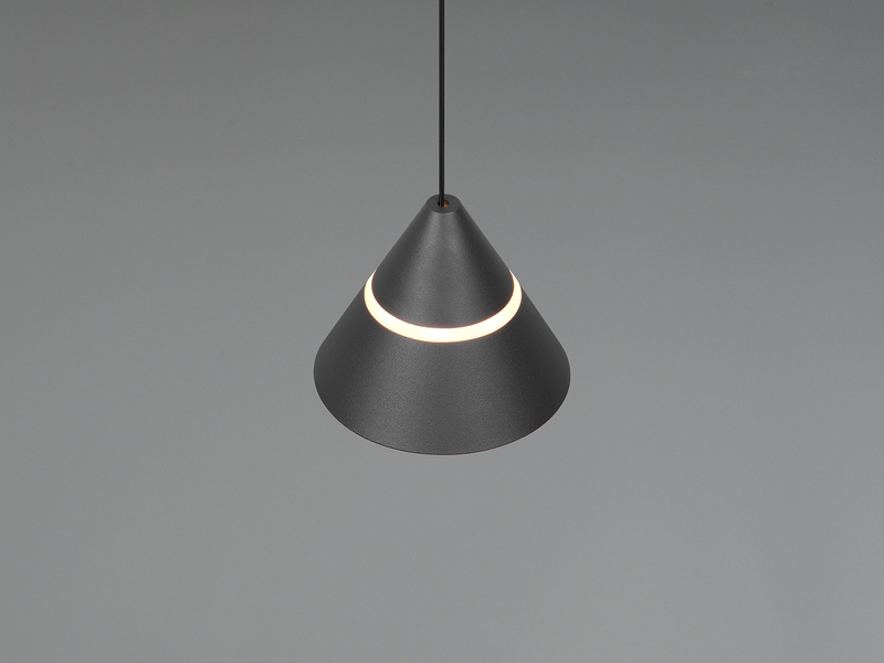 Kleine LED Pendelleuchte ROMEO höhenverstellbar, einflammig, Schwarz Ø 10cm