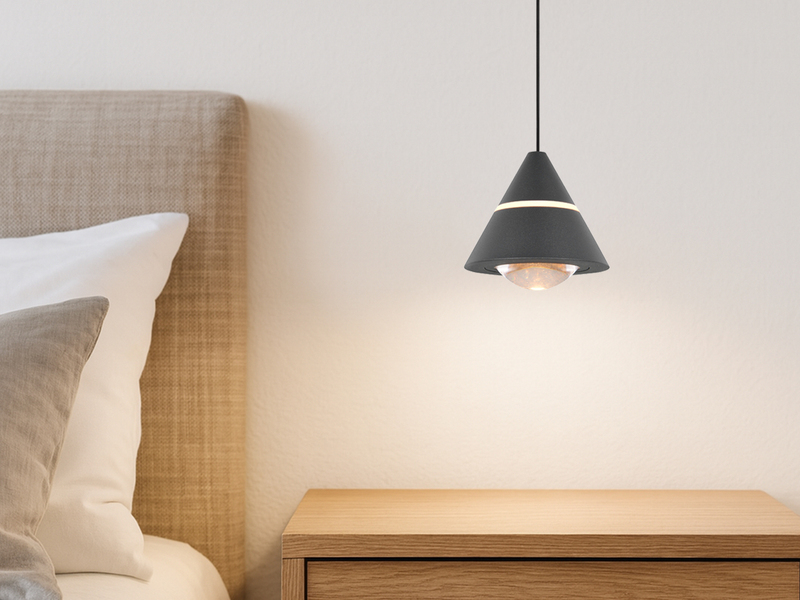 Kleine LED Pendelleuchte ROMEO höhenverstellbar, einflammig, Schwarz Ø 10cm