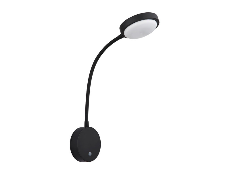 Akku Wand Leselampe dimmbar, Schwarz mit Flexrohr, Höhe 45cm