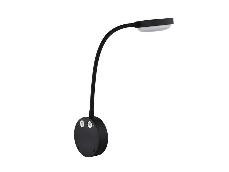 Akku Wand Leselampe dimmbar, Schwarz mit Flexrohr, Höhe 45cm