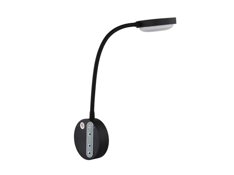 Akku Wand Leselampe dimmbar, Schwarz mit Flexrohr, Höhe 45cm