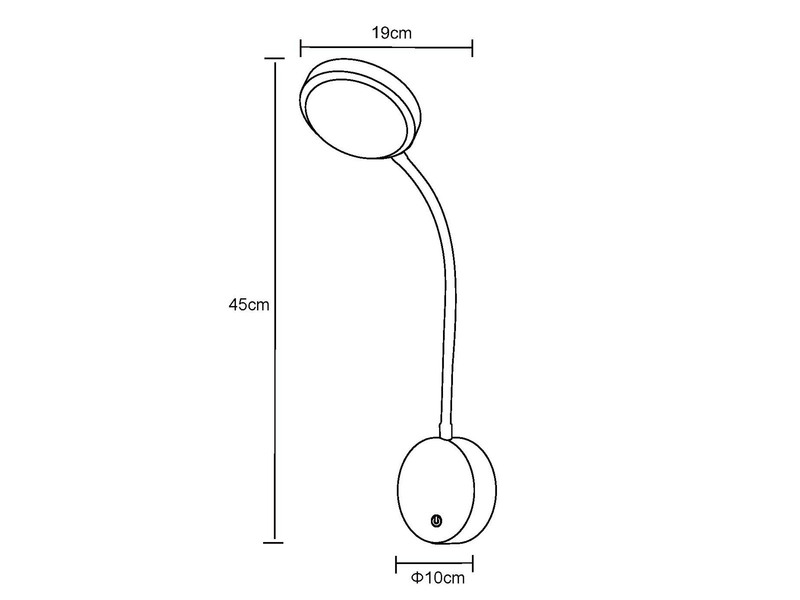 Akku Wand Leselampe dimmbar, Schwarz mit Flexrohr, Höhe 45cm