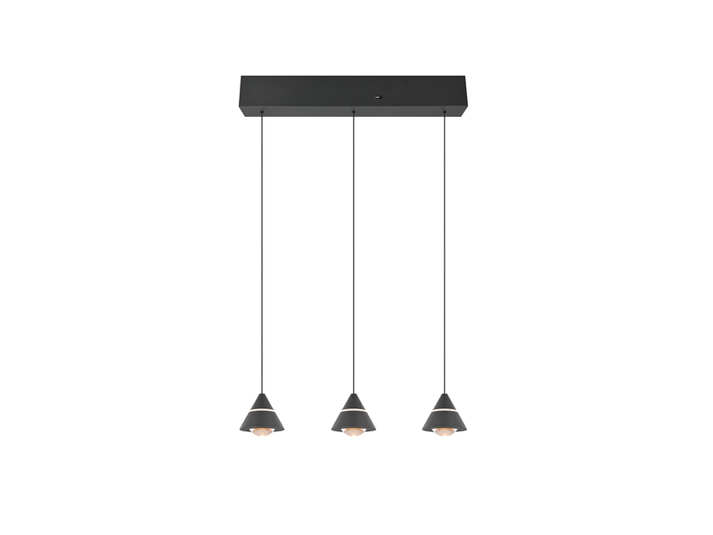 LED Pendelleuchte ROMEO höhenverstellbar, 3-flammig Schwarz, Breite 55cm