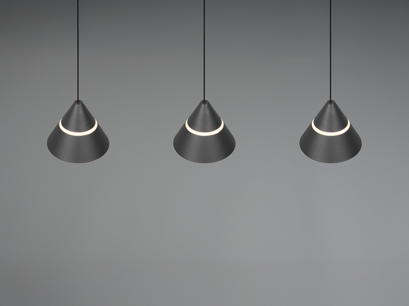 LED Pendelleuchte ROMEO höhenverstellbar, 3-flammig Schwarz, Breite 55cm