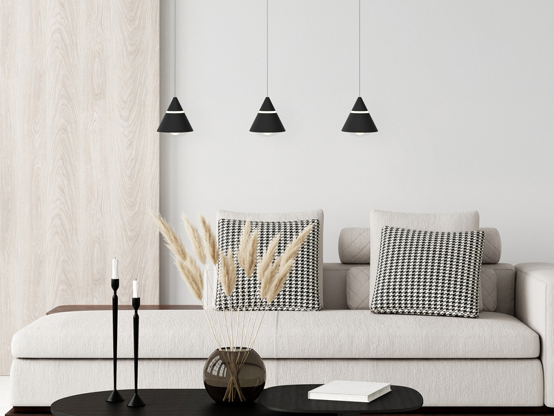 LED Pendelleuchte ROMEO höhenverstellbar, 3-flammig Schwarz, Breite 55cm