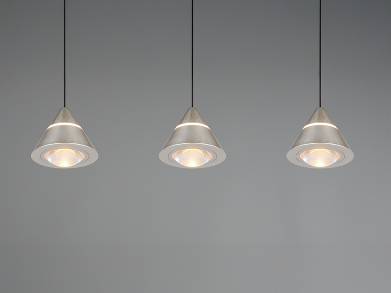 LED Pendelleuchte ROMEO höhenverstellbar, 3-flammig Silber, Breite 55cm