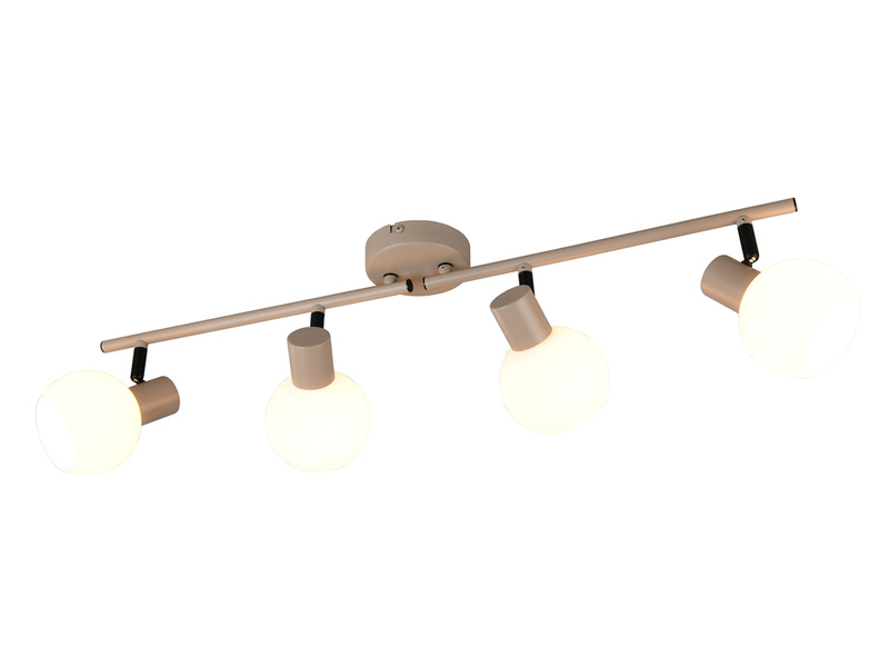 LED Deckenstrahler 4-flammig aus Metall in Beige mit Glasschirmen, Breite 70cm