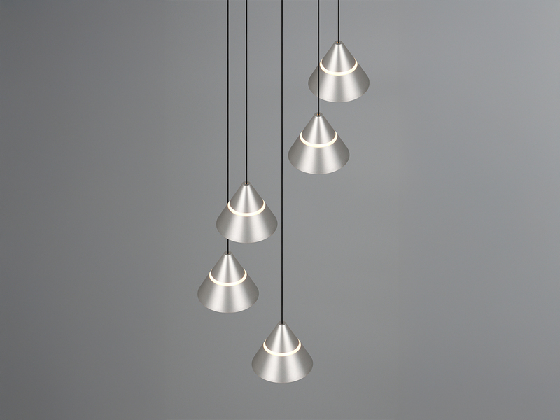 LED Cluster Pendelleuchte ROMEO höhenverstellbar, 5-flammig Silber Ø 28cm