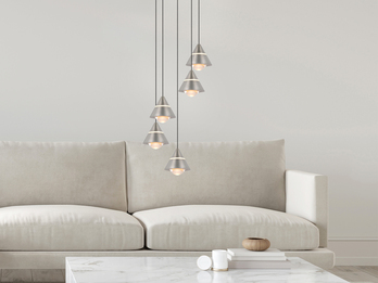 LED Cluster Pendelleuchte ROMEO höhenverstellbar, 5-flammig Silber Ø 28cm
