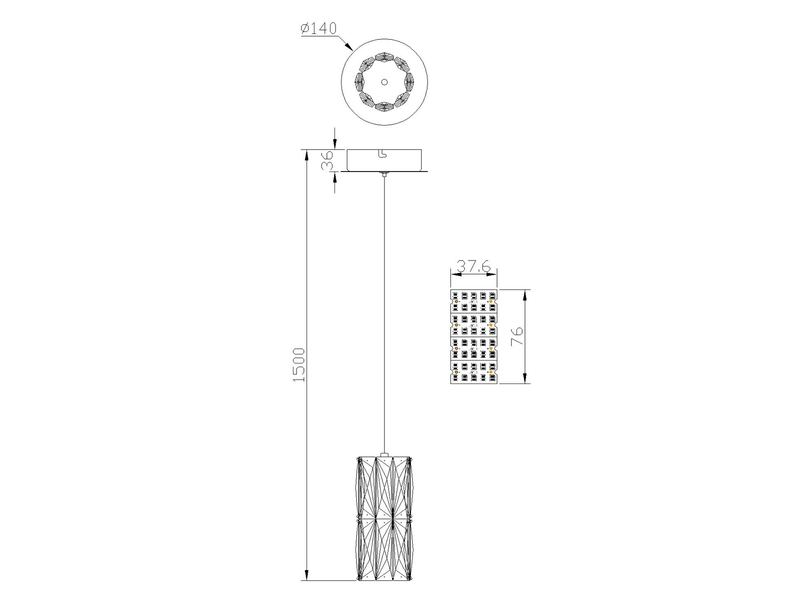 Kleine LED Pendelleuchte STEFANIE aus Metall in Gold mit Glaskristallen, Ø 12cm