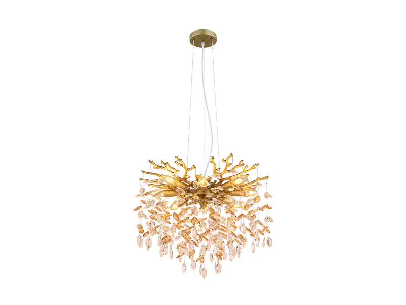 Kronleuchter QUEENA Gold 8-flammig mit Glas Kristall 2-farbig Ø 60cm