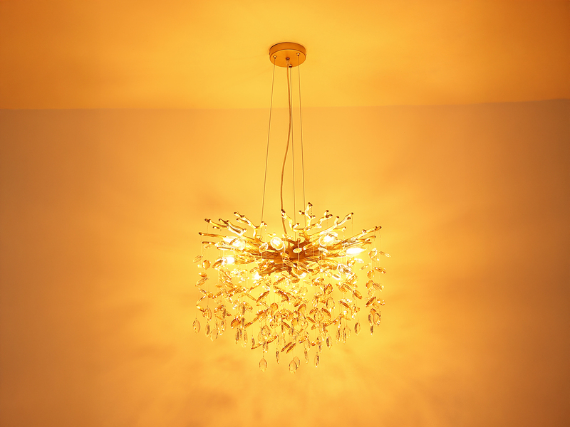 Kronleuchter QUEENA Gold 8-flammig mit Glas Kristall 2-farbig Ø 60cm