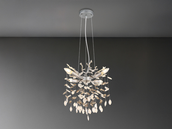 Kronleuchter QUEENA Silber 4-flammig mit Glas Kristall 2-farbig Ø 40cm