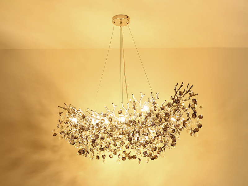 XXL Kronleuchter QUEENA Silber 16-flammig Glas Kristall 2-farbig, Breite: 150cm