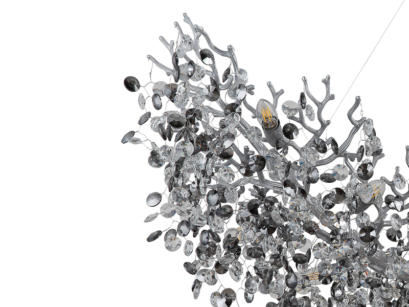 XXL Kronleuchter QUEENA Silber 16-flammig Glas Kristall 2-farbig, Breite: 150cm