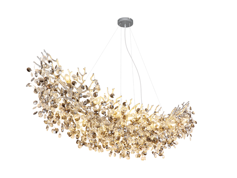 XXL Kronleuchter QUEENA Silber 16-flammig Glas Kristall 2-farbig, Breite: 150cm