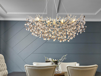XL Kronleuchter QUEENA Silber 10-flammig Glas Kristall 2-farbig, Breite: 100cm