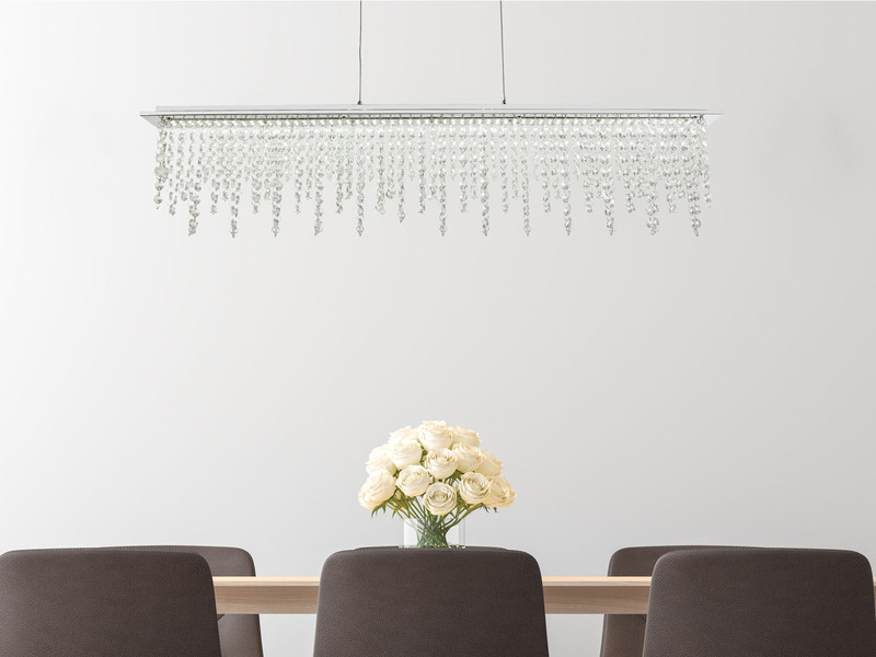 LED Kristall Pendelleuchte SCALA dimmbar mit Fernbedienung, Breite 90cm