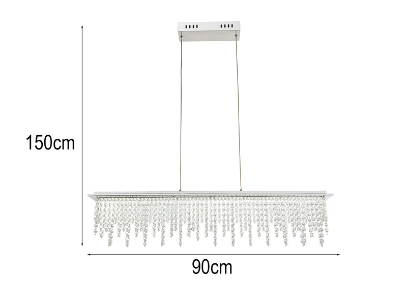 LED Kristall Pendelleuchte SCALA dimmbar mit Fernbedienung, Breite 90cm