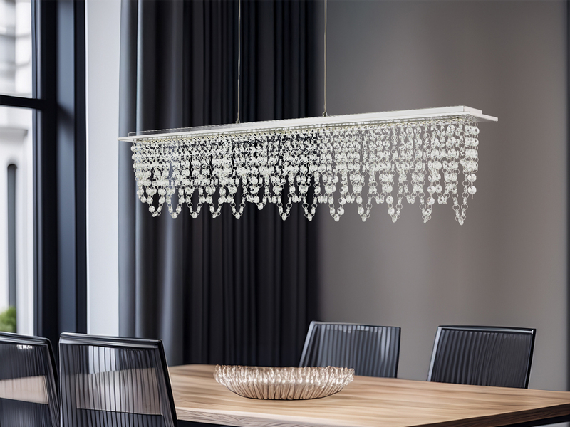 LED Kristall Pendelleuchte SCALA dimmbar mit Fernbedienung, Breite 90cm