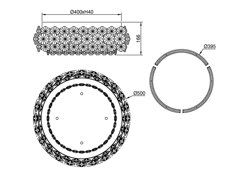 Große LED Deckenleuchte DIANN mit Glaskristallen in Blütenoptik, Ø 50cm
