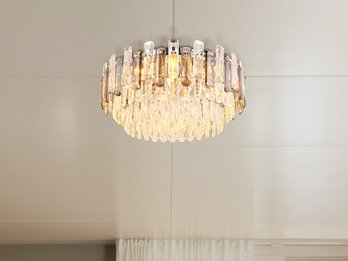 Deckenleuchte ORGINA mit Acryl Kristallen und Rauchglas Stäben, Ø 39cm