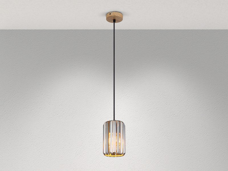 Kleine Pendelleuchte RUN einflammig mit Rauchglas Kristall Ø 13,5cm