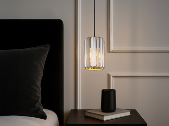 Kleine Pendelleuchte RUN einflammig mit Rauchglas Kristall Ø 13,5cm