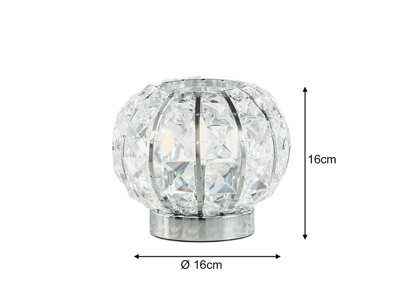 Kugel Tischleuchte CONCERT Chrom mit Glas Kristallen, Ø 16cm