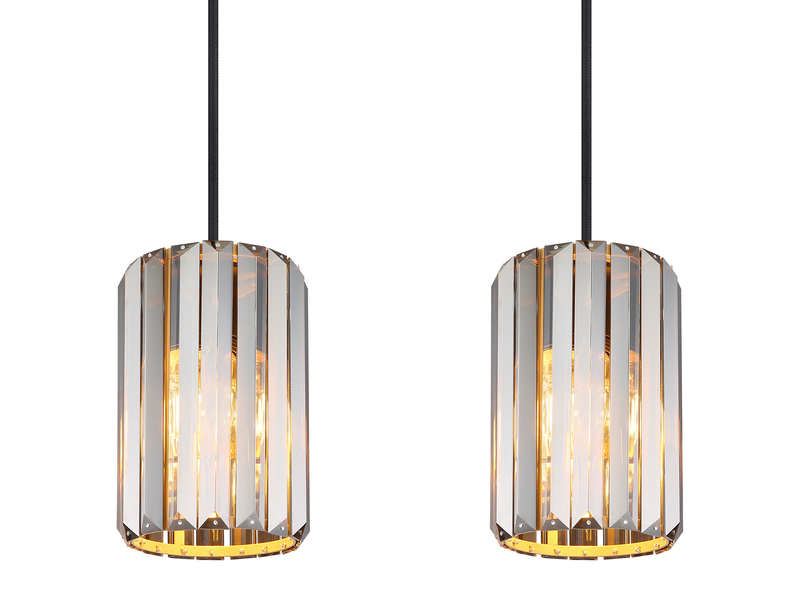 Pendelleuchte RUN 4-flammig mit Rauchglas Kristall, Breite 88cm