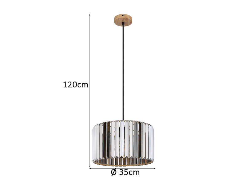 Moderne Pendelleuchte RUN einflammig mit Rauchglas Kristall Ø 35cm