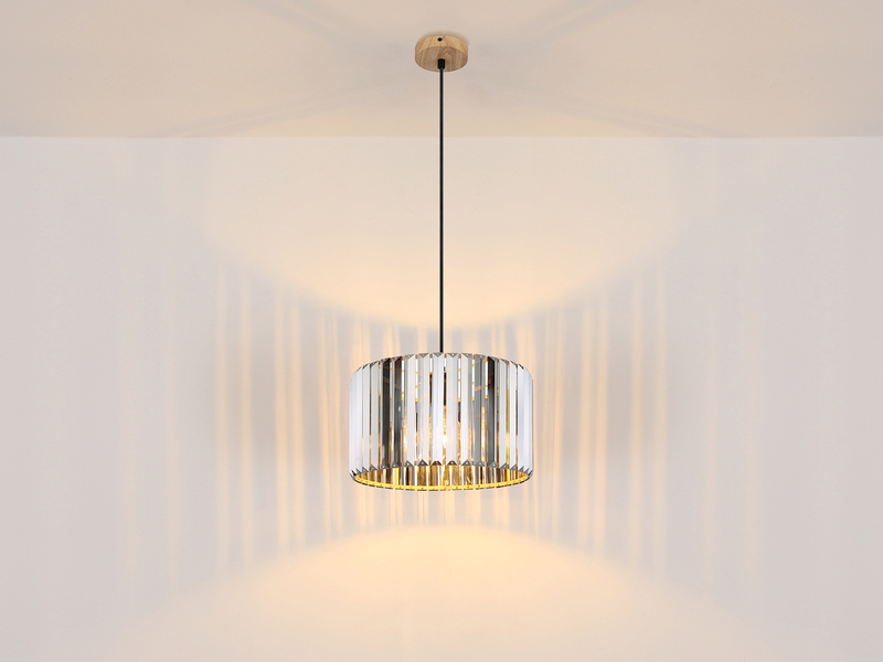 Moderne Pendelleuchte RUN einflammig mit Rauchglas Kristall Ø 35cm