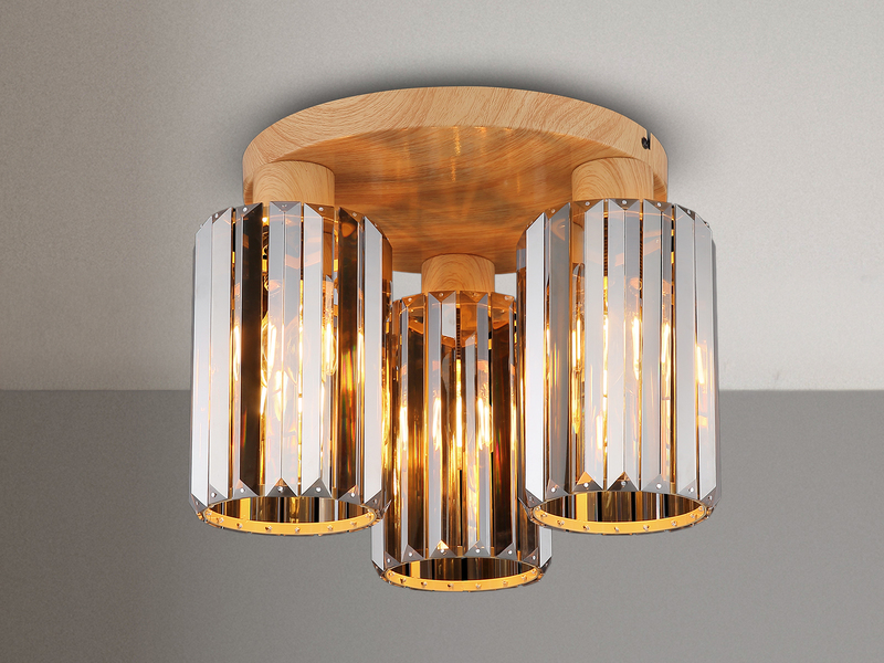 Moderne Deckenleuchte RUN 3-flammig mit Rauchglas Kristall Ø 35cm