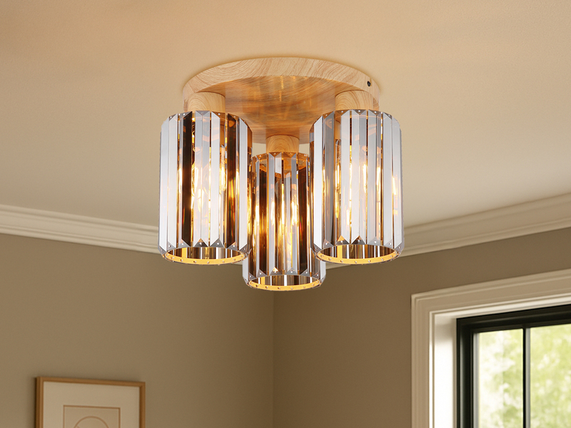 Moderne Deckenleuchte RUN 3-flammig mit Rauchglas Kristall Ø 35cm