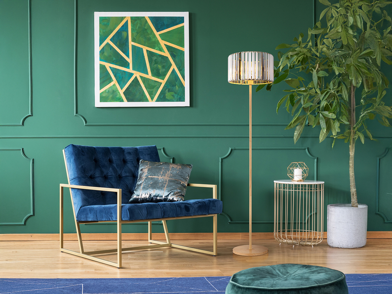 Moderne Stehlampe RUN mit Lampenschirm aus Rauchglas Kristall, Höhe 150cm