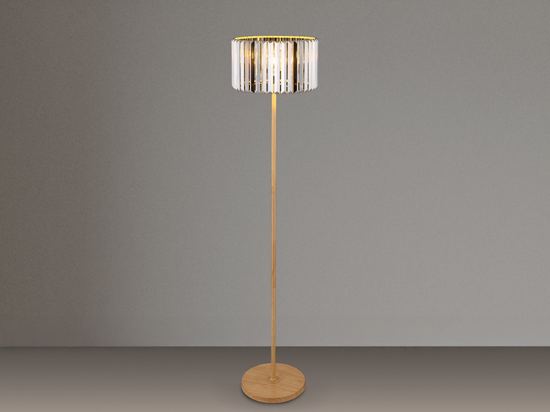 Moderne Stehlampe RUN mit Lampenschirm aus Rauchglas Kristall, Höhe 150cm