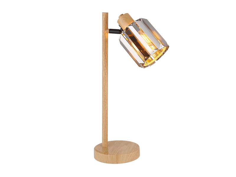 Moderne Tischlampe RUN mit Lampenschirm aus Rauchglas Kristall, Höhe 40cm