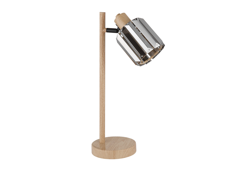 Moderne Tischlampe RUN mit Lampenschirm aus Rauchglas Kristall, Höhe 40cm