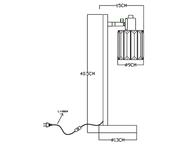 Moderne Tischlampe RUN mit Lampenschirm aus Rauchglas Kristall, Höhe 40cm