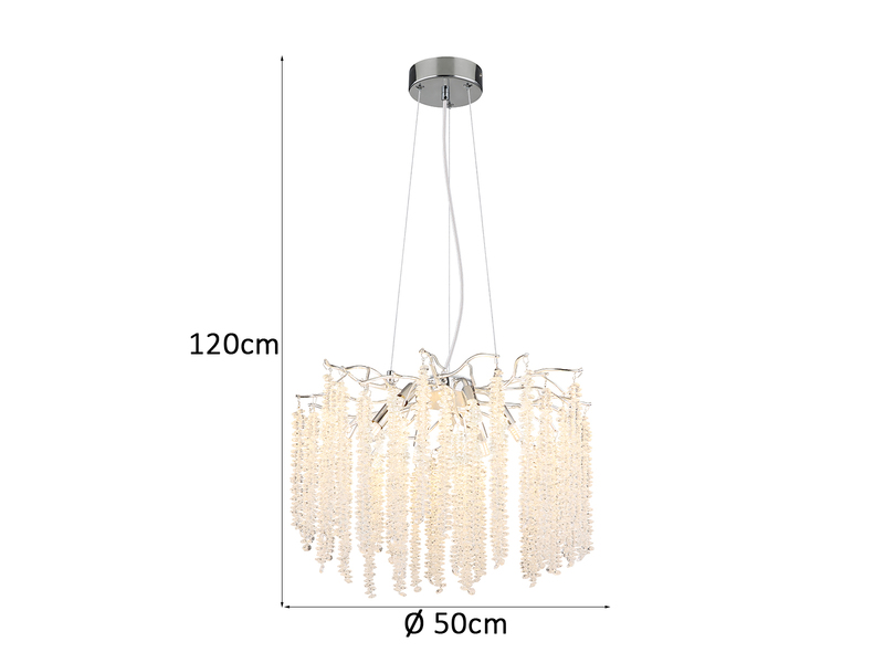 Moderner Kronleuchter LAVERNE Silber Chrom mit Glas Kristall Ø 50cm