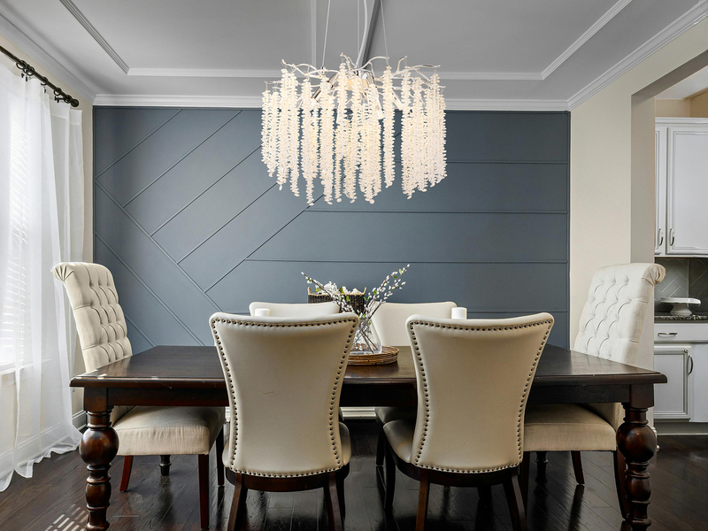 Moderner Kronleuchter LAVERNE Silber Chrom mit Glas Kristall Ø 50cm