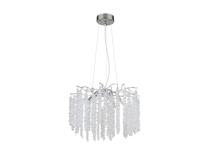 Moderner Kronleuchter LAVERNE Silber Chrom mit Glas Kristall Ø 50cm